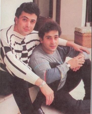 Late Rajiv Kapoor with Late Rishi Kapoor